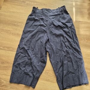 Kedem Sasson Linen Wide-Leg Navy Pants Medium